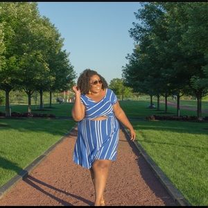 Loft Striped Blue Dress